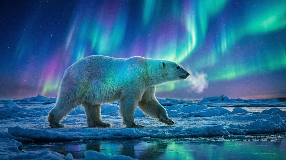 小马拉大车北极熊视频 - 冰原上的白色精灵